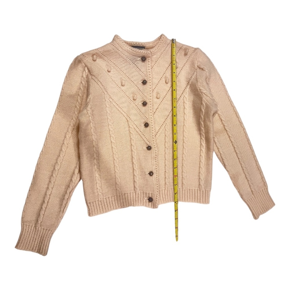 Achalm Strick German Virgin Wool Vintage Cardigan Cream Cable Knit Size Small - Picture 4 of 13